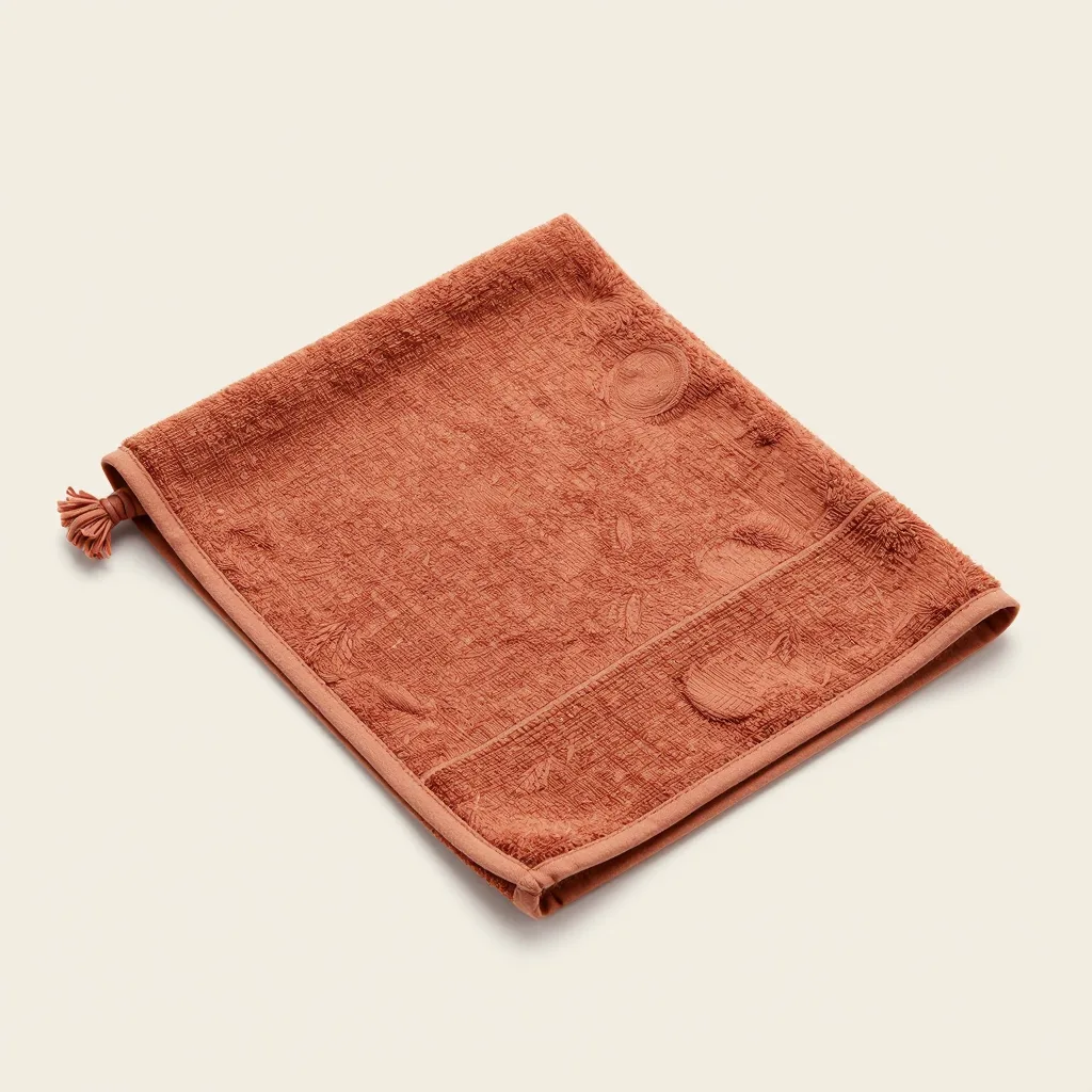 A terracotta coloured agave washcloth on a light background