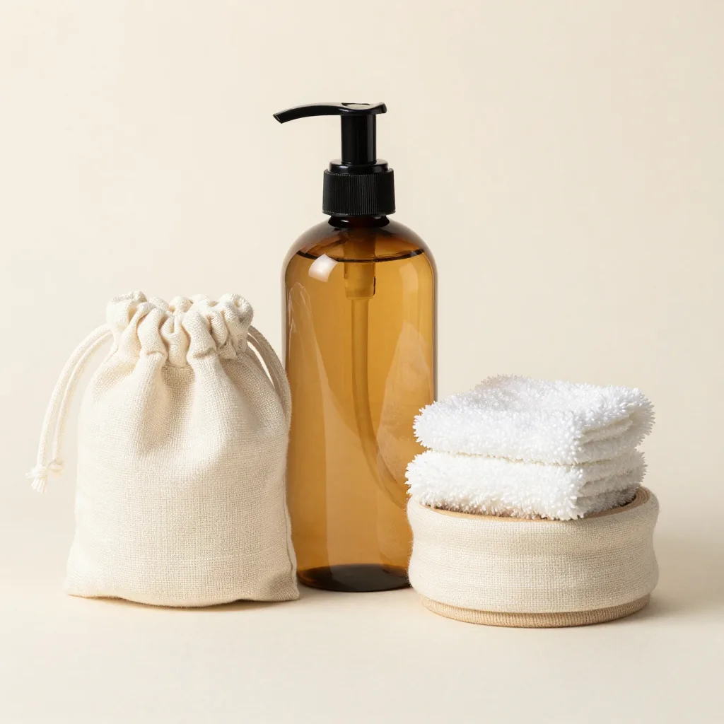 A zero-waste bath set on a light background